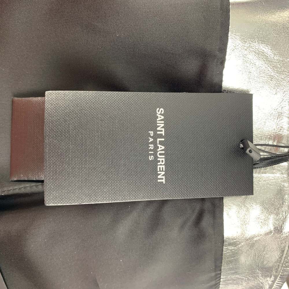 SAINT LAURENT 2022 Silver Leather High Waist Mini Skirt - Picture 6 of 7